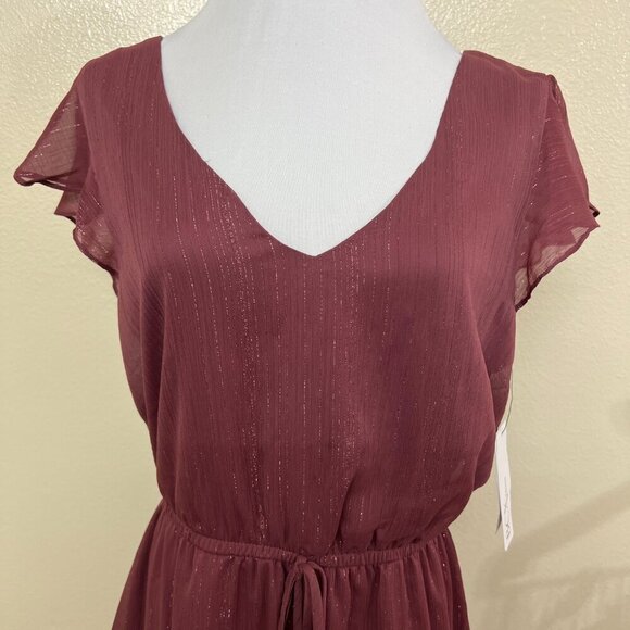 BCX Womens Juniors Tie Waist Short Mini Dress XTRA LARGE In Mauve Red - Picture 4 of 11